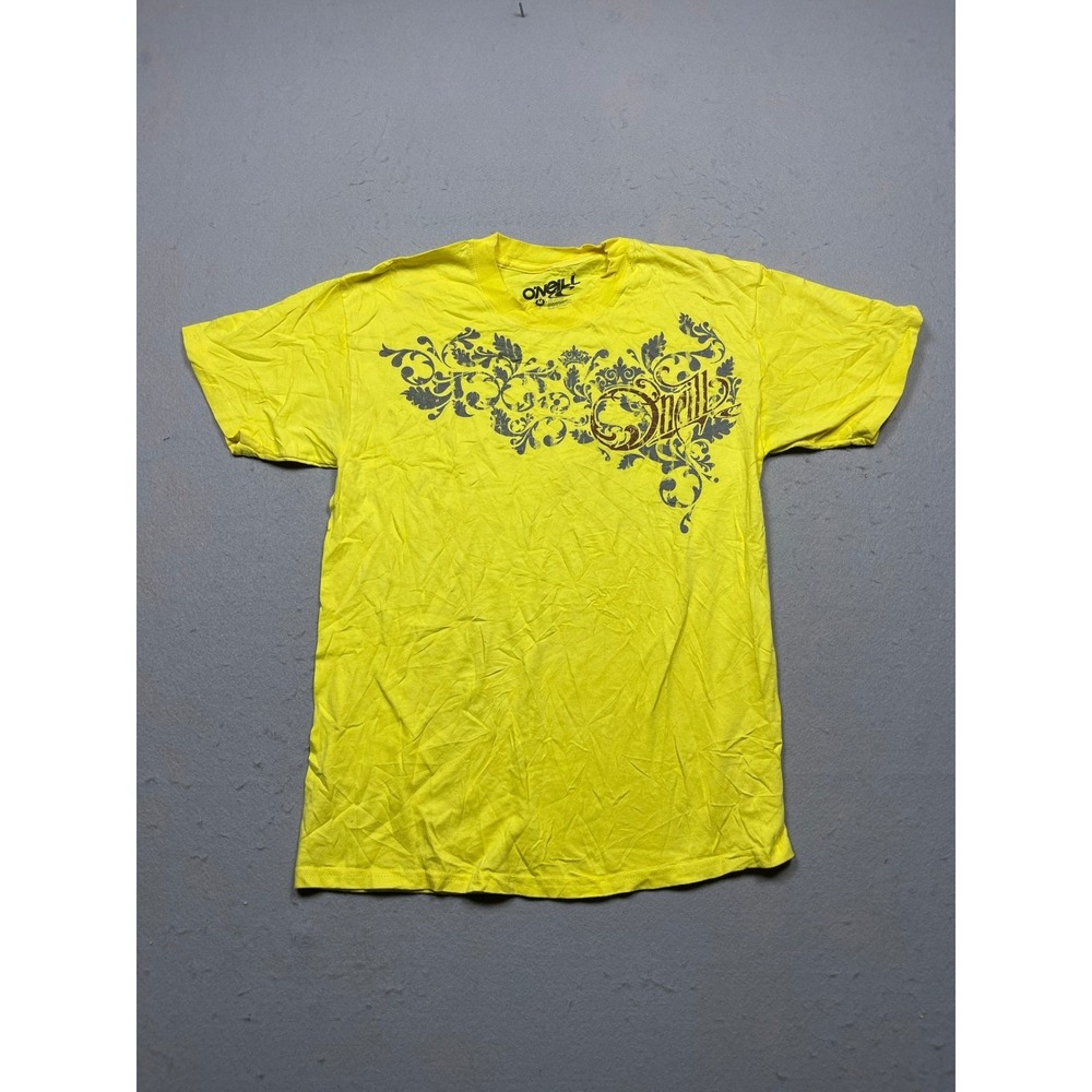 O'Neill Graphic Filigree T-Shirt Mens Medium Yellow Cotton Excellent